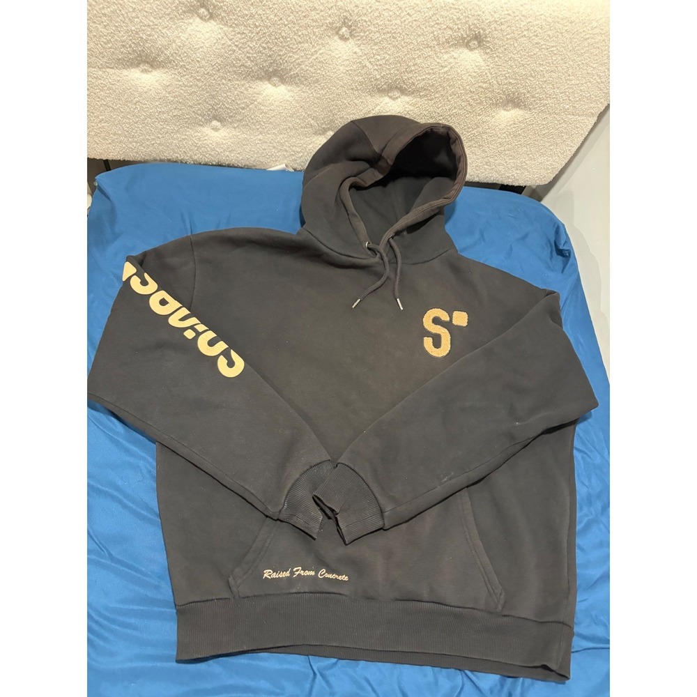 Snipes Raised From Concrete Hoodie Mens Large Black Chenille Logo Streetwear